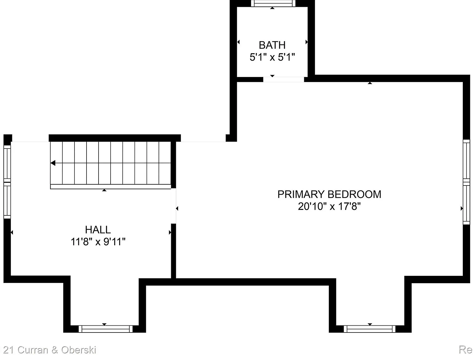 Floor plan showing upstairs layout