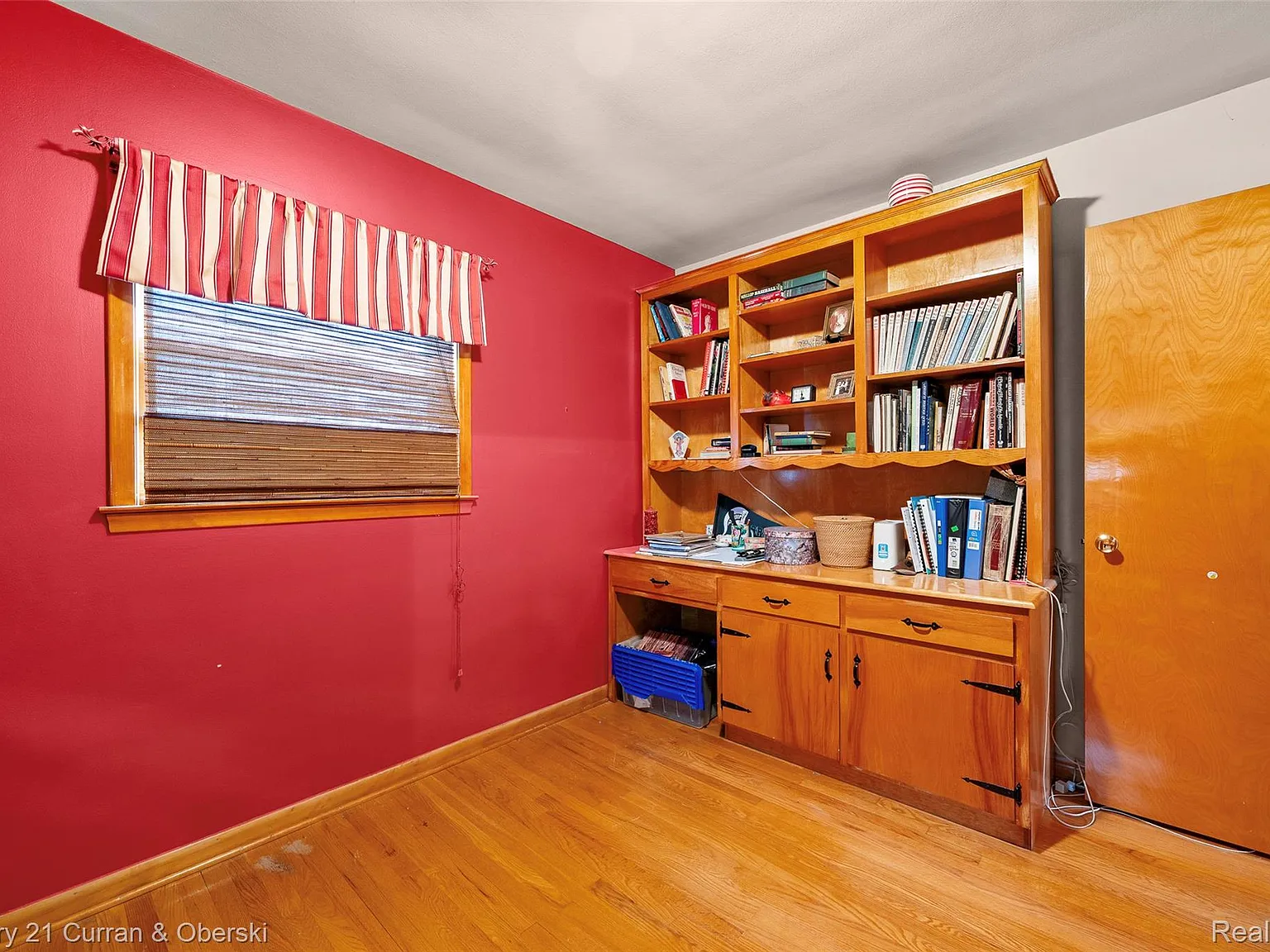 Study room with built-in bookshelves